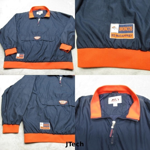 Vintage Ed‎ McCaffrey Broncos Jacket Mens XL Blue Player Issued Pro Star 90s - Picture 1 of 16